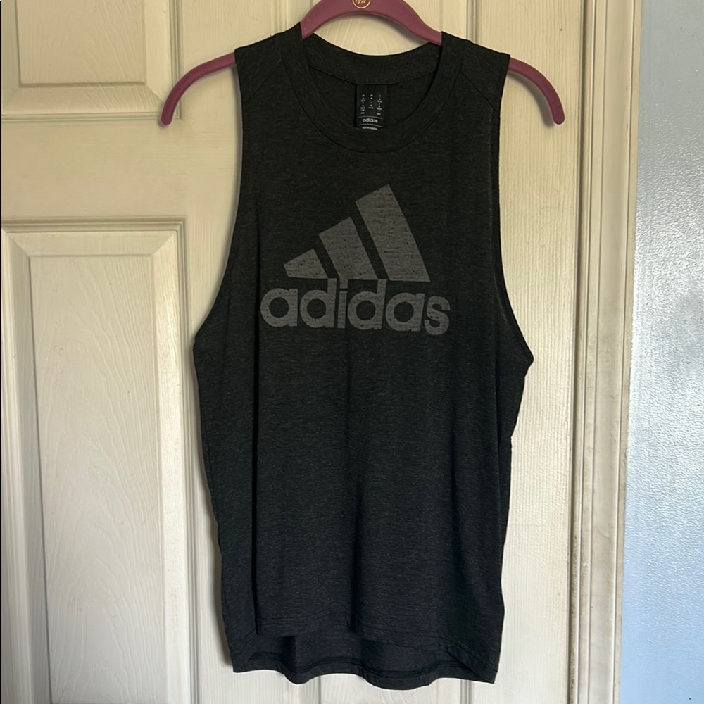 NWT Adidas black melange gray winners tank top - Picture 2 of 6